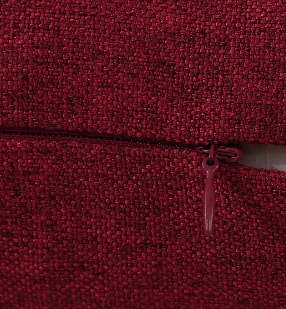 Decorative Burgundy Red Throw Pillow Covers Rustic Farmhouse Square Linen Burlap Soft Comfy Solid Cushion Couch Cases