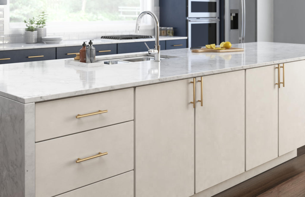 ) - Champagne Bronze Cabinet Handles, 5-1/16 Inch Hole Center, Modern Pulls for Drawers, Kitchen Cabinet Door
