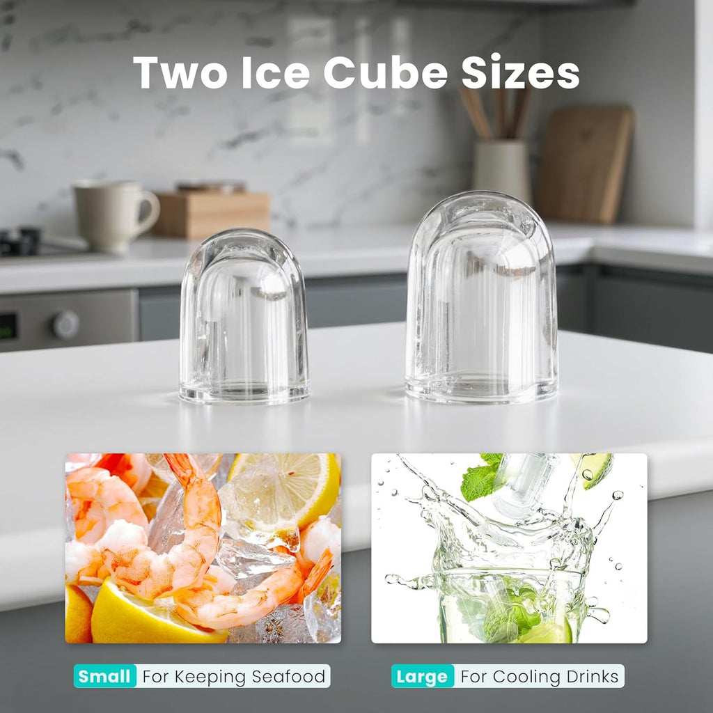 Countertop Ice Maker Machine with Handle, Auto-Cleaning Portable Ice Maker with Basket & Scoop, 26lbs in 24Hrs & 9