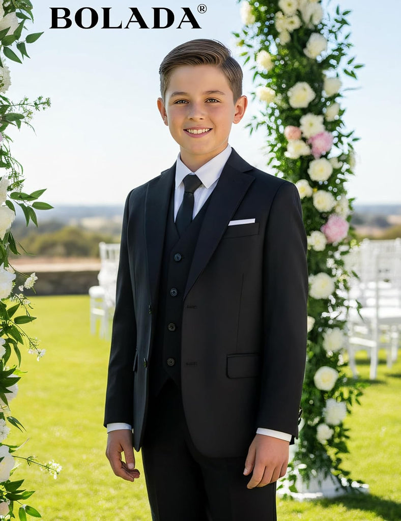 Boys' Formal Suit Set, with Suspenders, Adjustable Waist