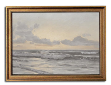 Coastal Sea and Sky Vintage Gold Framed Wall Art 12x16 inch