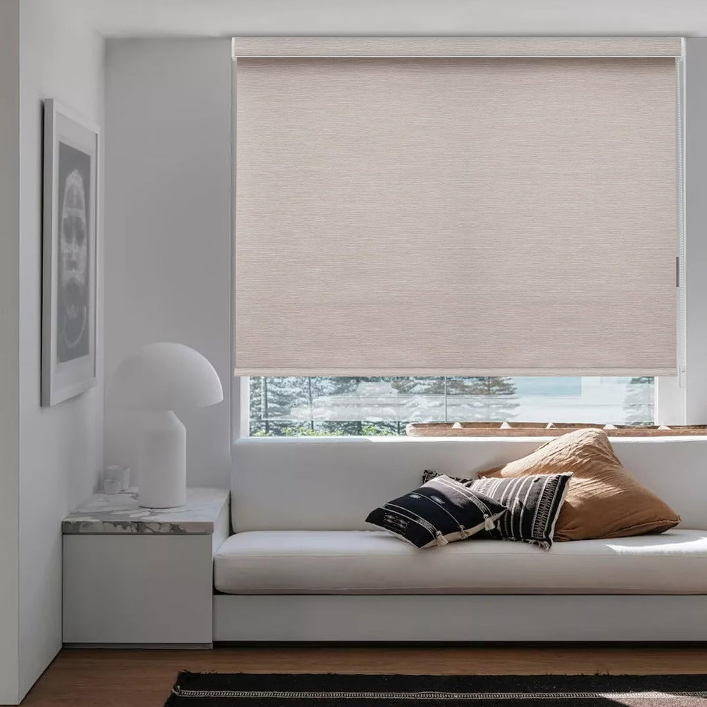 Size Custom Corded Roller Shades, Blackout Roller Window Blinds with Thermal Insulated, Easy Installation Brown