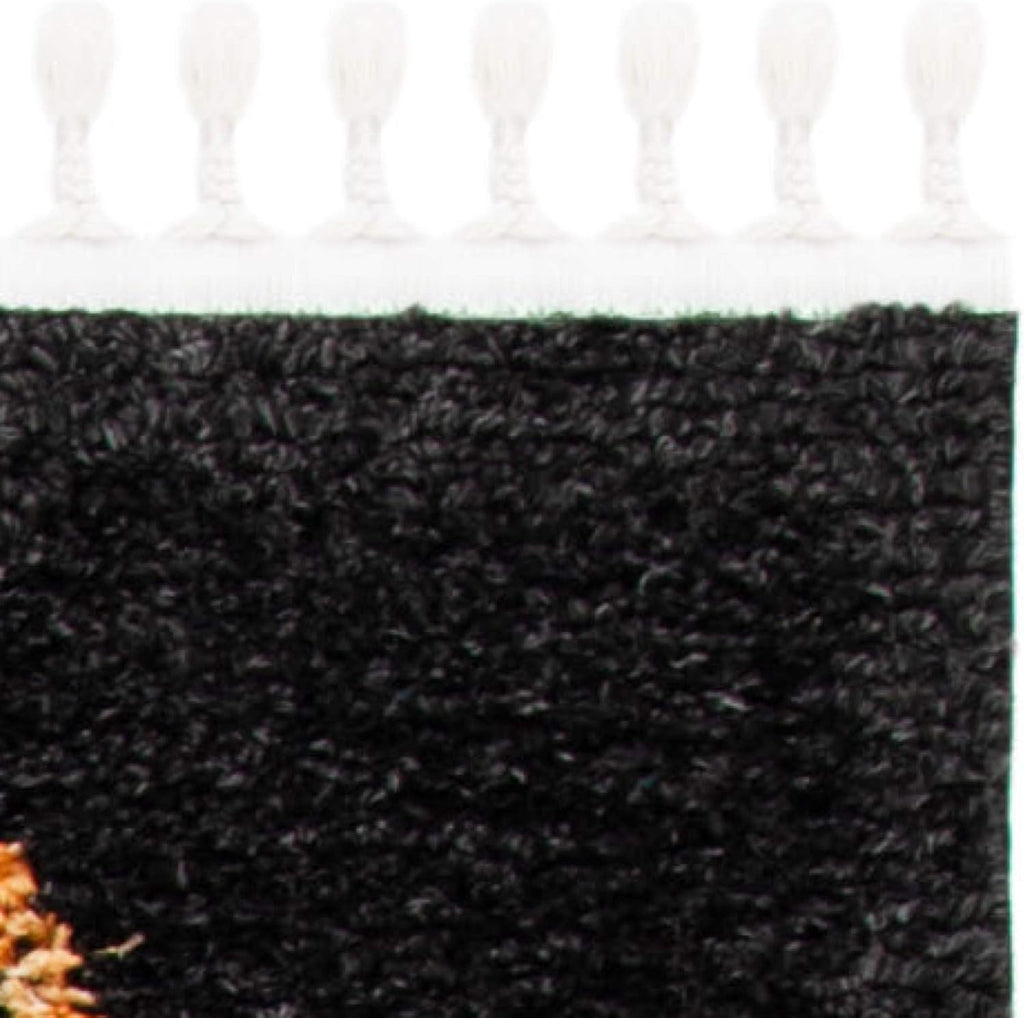 Morocco Collection Area Rug - 6'7" Square, Black & Navy, Moroccan Boho Tribal Design, Non-Shedding & Easy Care, Ideal