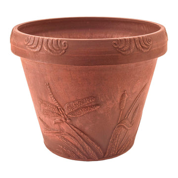 Dragonfly Planter Pot for Indoor and Outdoor Plants and Gardens, 12.5' by 10, Terra Cotta Color