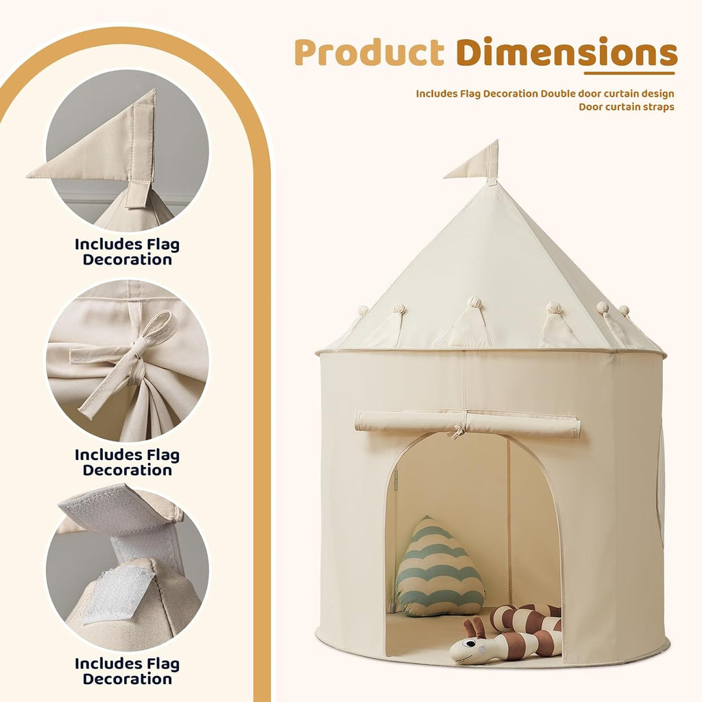 Golden Beige Kids Tent: Pop up Kids Play Tent Made by Peachskin Fabric - Toddler House for Indoor & Outdoor - Great