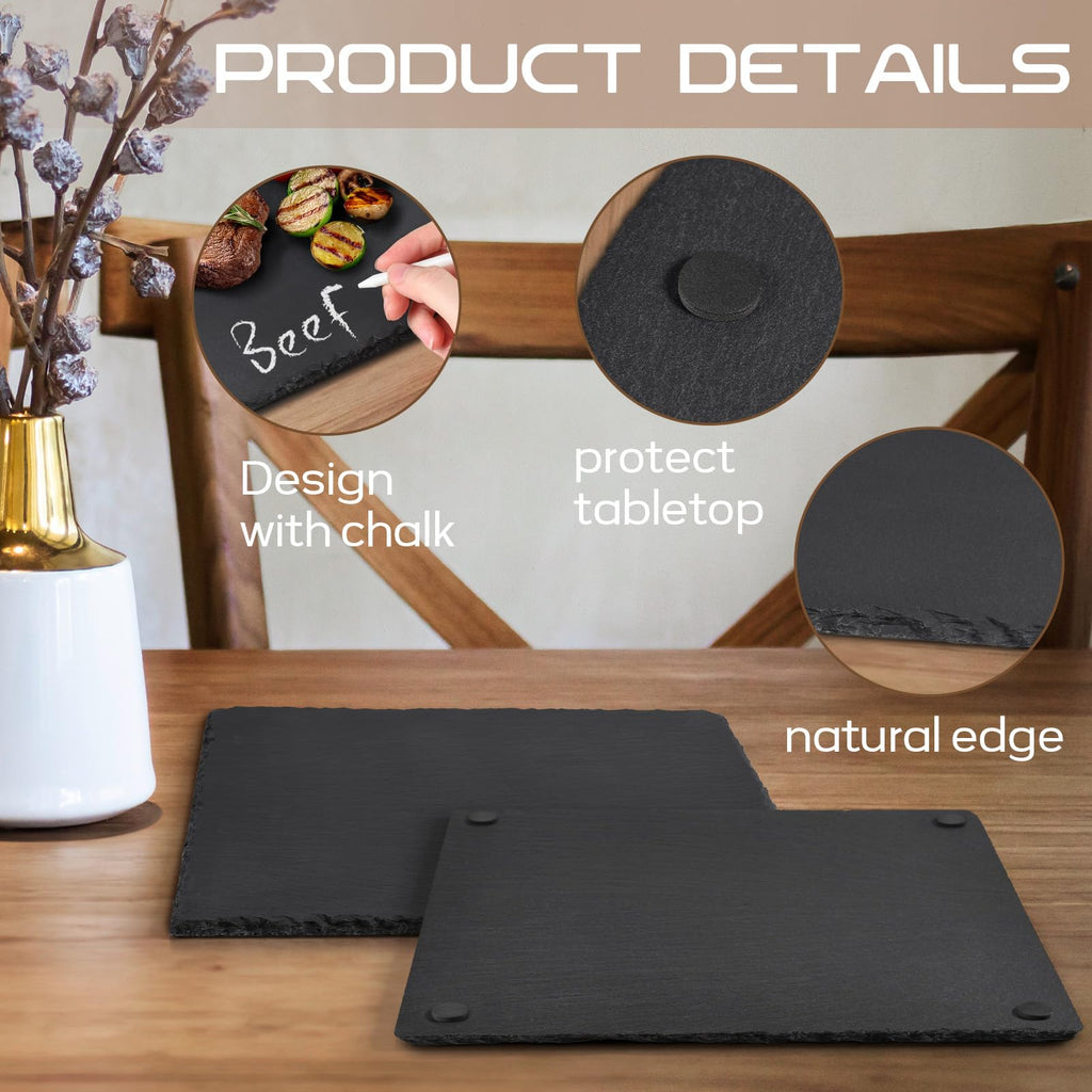 12" x 12" 3 PCS Slate Cheese Board, Charcuterie Boards Natural Stone Plates