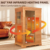 1 Person Infrared Dry Sauna for Home, Low EMF Indoor Sauna Box, Premium Wood Build with 960W Carbon Panels