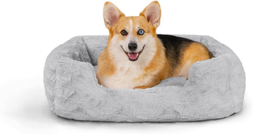 Lounge Dog Bed, Lux Faux Fur, Gray