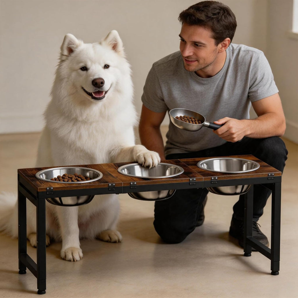 5-Height Adjustment 15"-20.5", Raised Dog Bowl Stand for Large Dogs