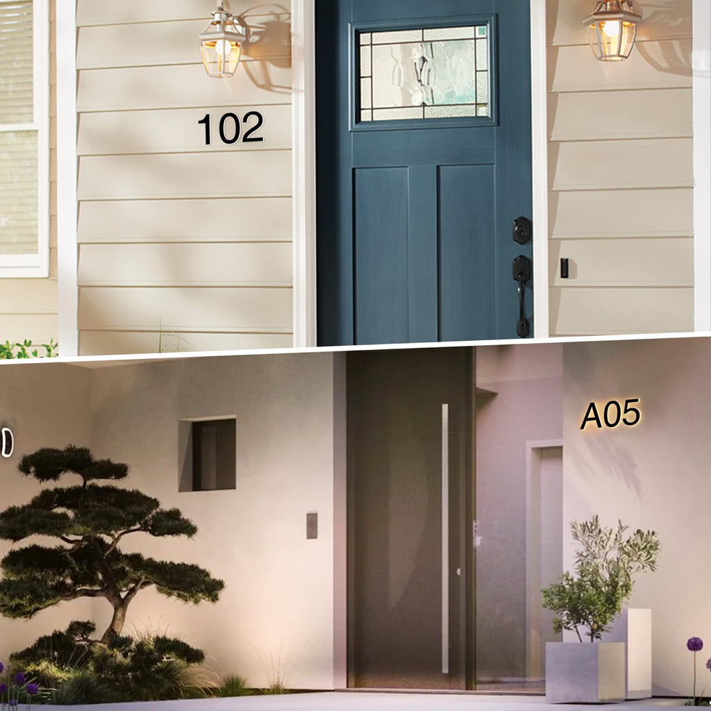 7 Inch Backlit LED House Numbers, Waterproof Stainless Steel, High Transparency Acrylic, LED Illuminated Home Address