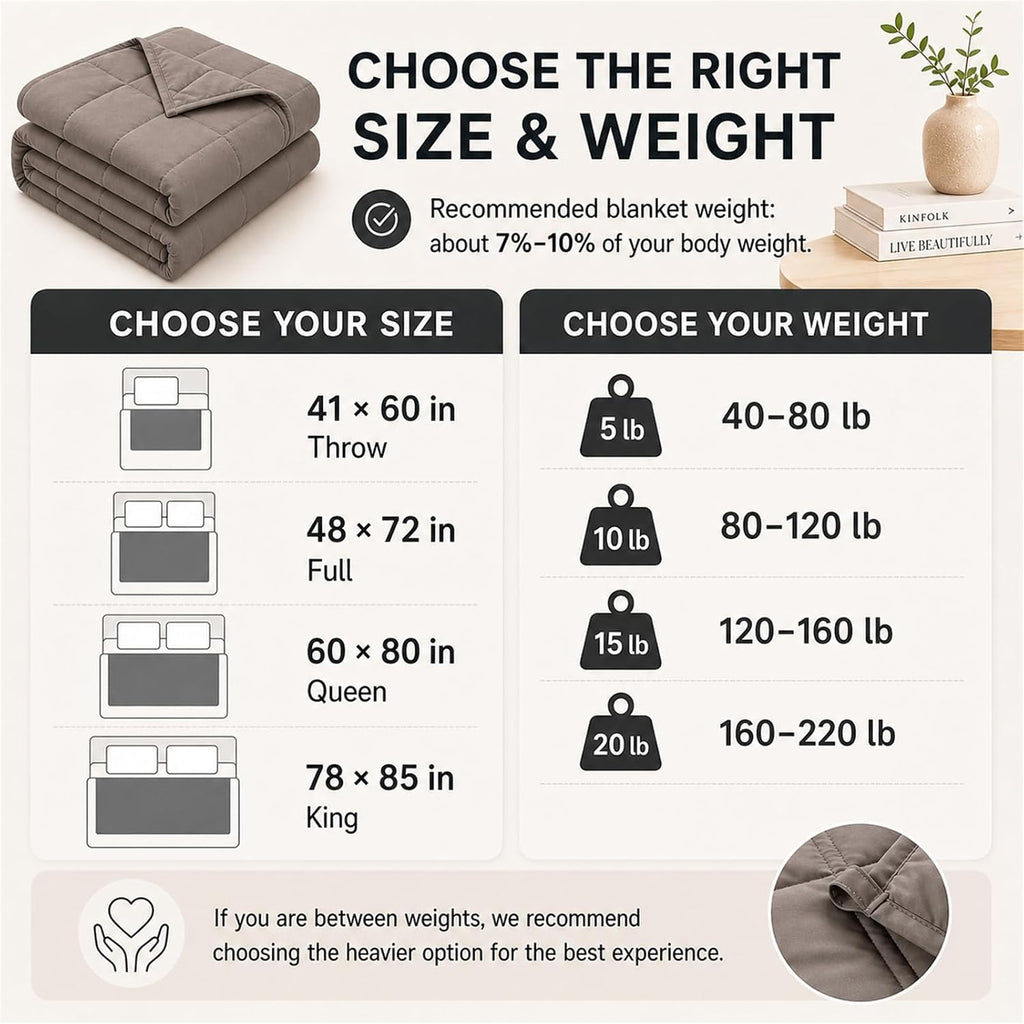 Cooling Weighted Blanket for Adults 15 lbs, 48"x72" Twin Size Heavy Blanket for Sleeping, Soft Breathable Cotton with