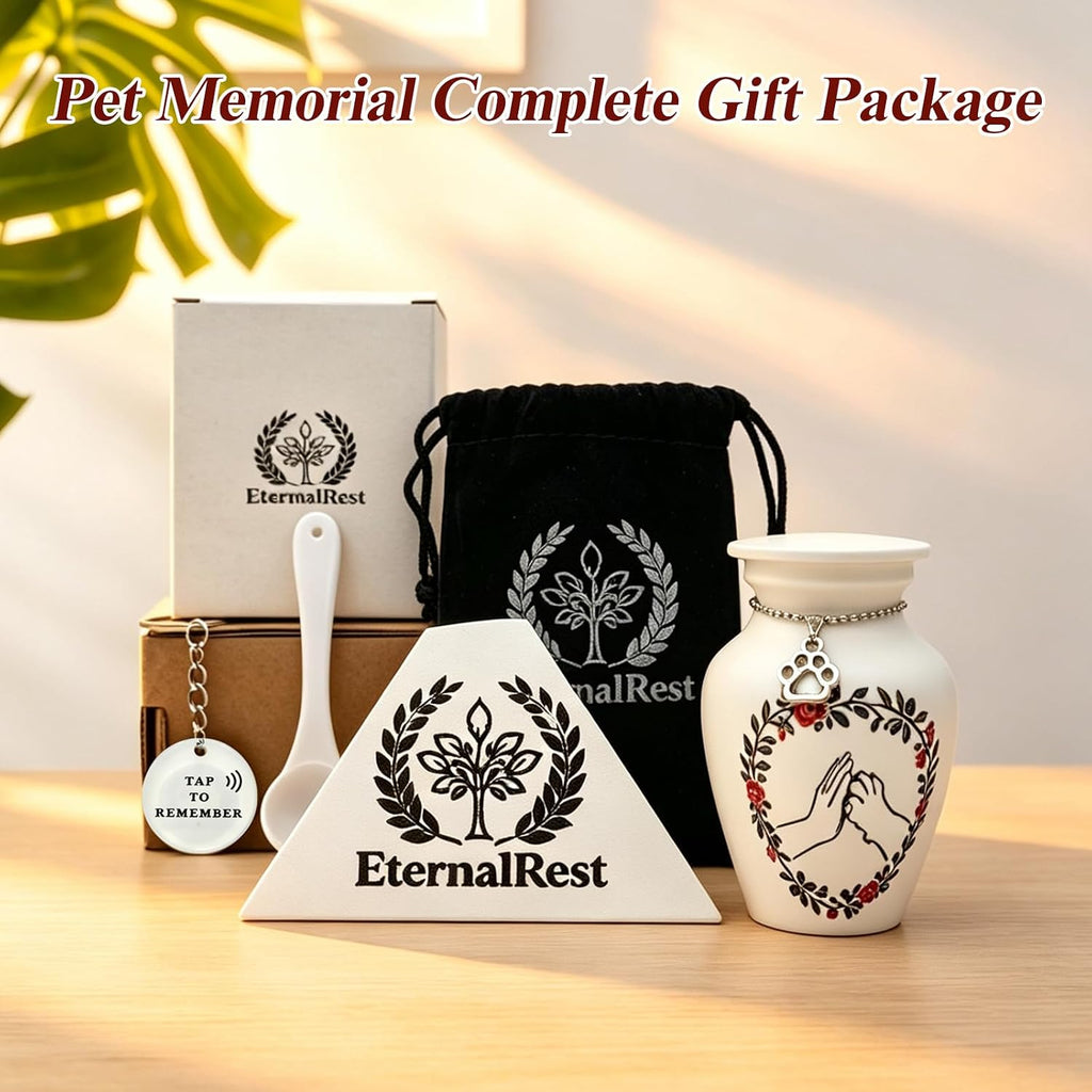 Keepsake Mini Pet Urn, Dual Memorial, Partial Ashes, Dogs & Cats, 2.75in H