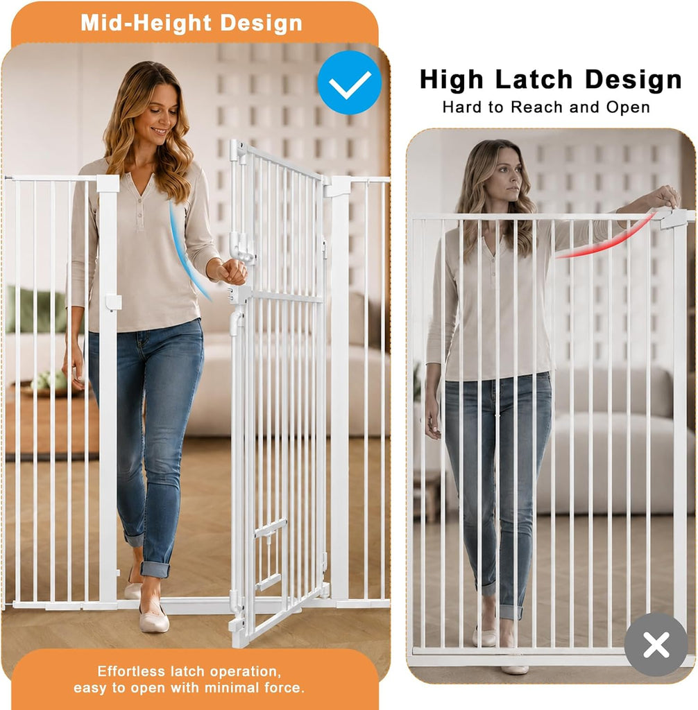 51" Extra Tall Cat Gate with Cat Door, Adjustable Pet Gate for Doorways