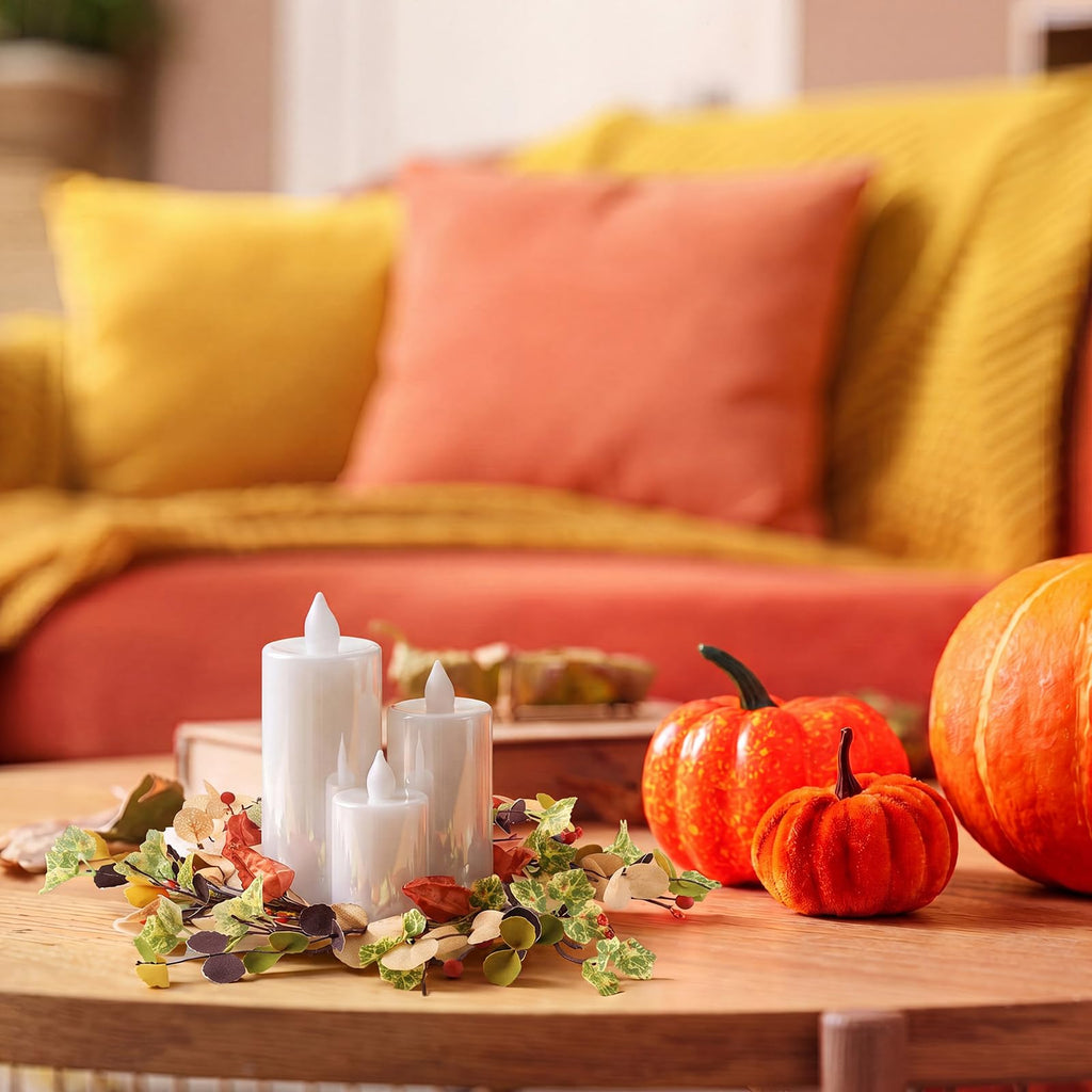 1 Pc Fall Candle Rings Wreath, 6.5'' Inner, Autumn Berry
