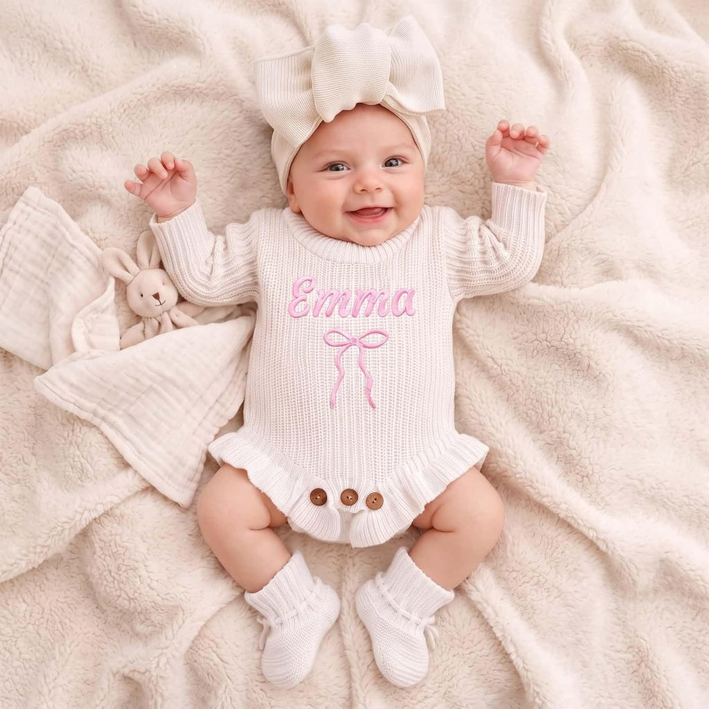 Custom Embroidered Baby Knit Romper