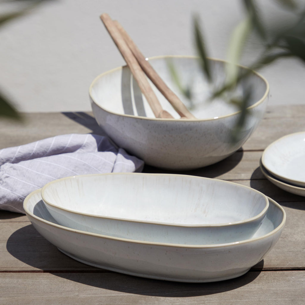Ceramic 14.25" x 9" Oval Baker - Eivissa Collection, Sea Blue | Oven & Dishwasher Safe Bakeware | Food Safe Glazing
