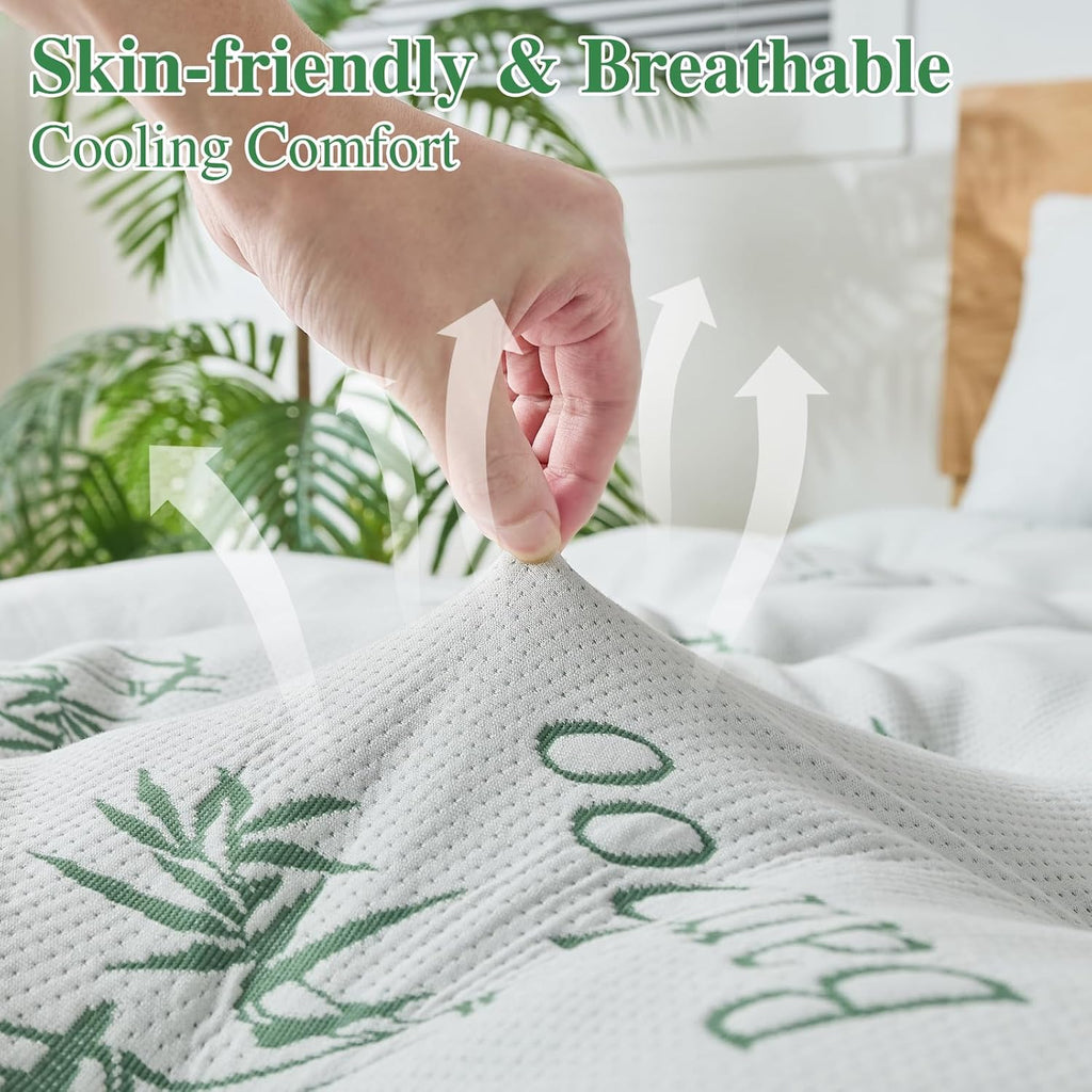 4 Inch Memory Foam Mattress Topper Full for Back Pain Relief, Filled with Breathable Gel Memory Foam, Cooling Bamboo