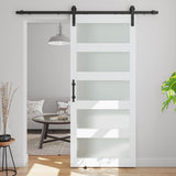 32in x 84in 5-Panel Sliding Glass Barn Door with 6ft Hardware Kit Included, Easy Assembly with Pre-D
