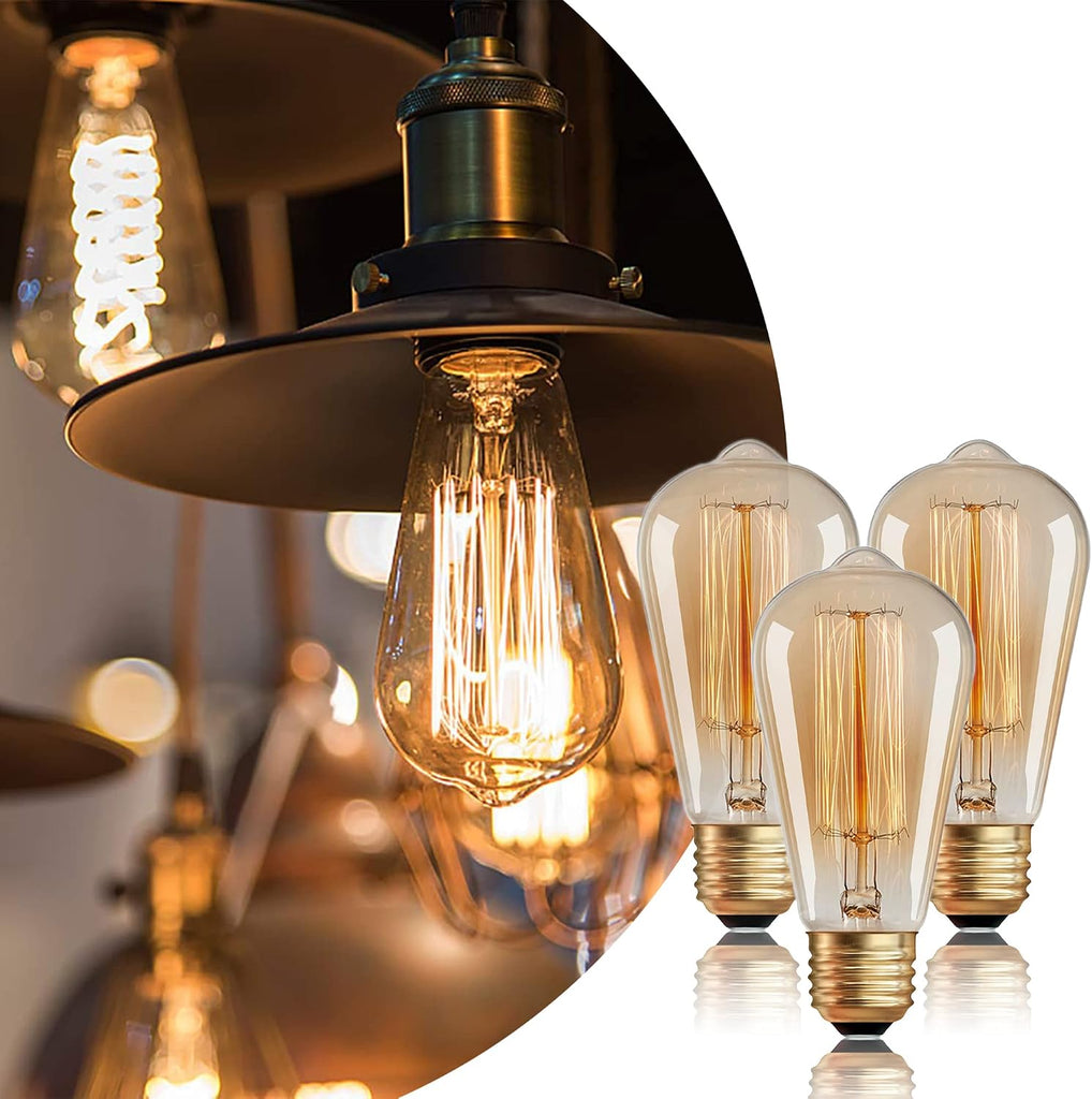 ST64 Incandescent Light Bulbs 40W E26 Dimmable Edison Bulbs 6 Pack