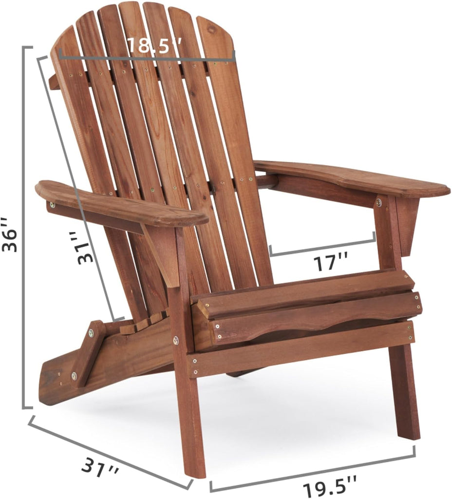 Solid Wood Folding Adirondack Chair Set of 2, Outdoor Lounge Chair, Weather Resistant Patio Wooden Chair, Ergonomic