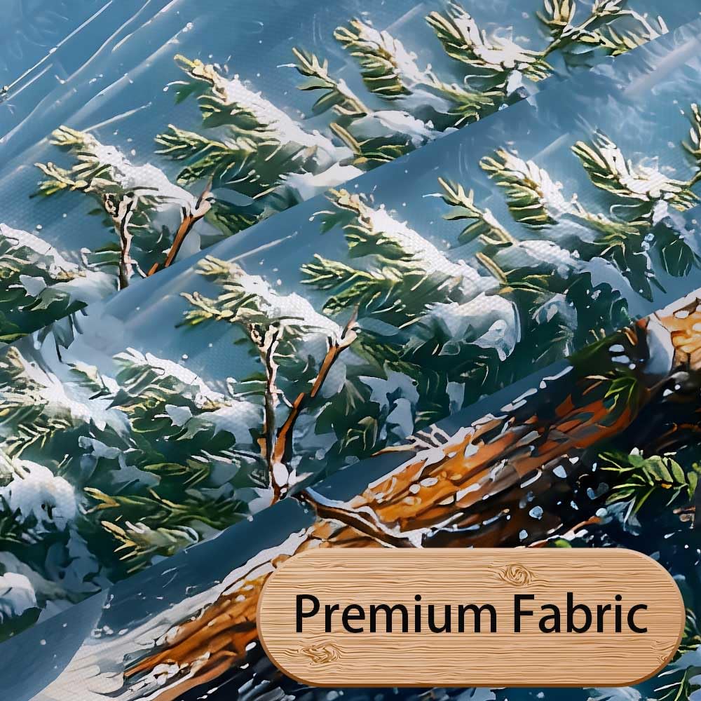Winter Christmas Snowman, Xmas Tree Snowy Forest Holiday Bathroom Curtains, Rustic Farmhouse Waterproof Polyester