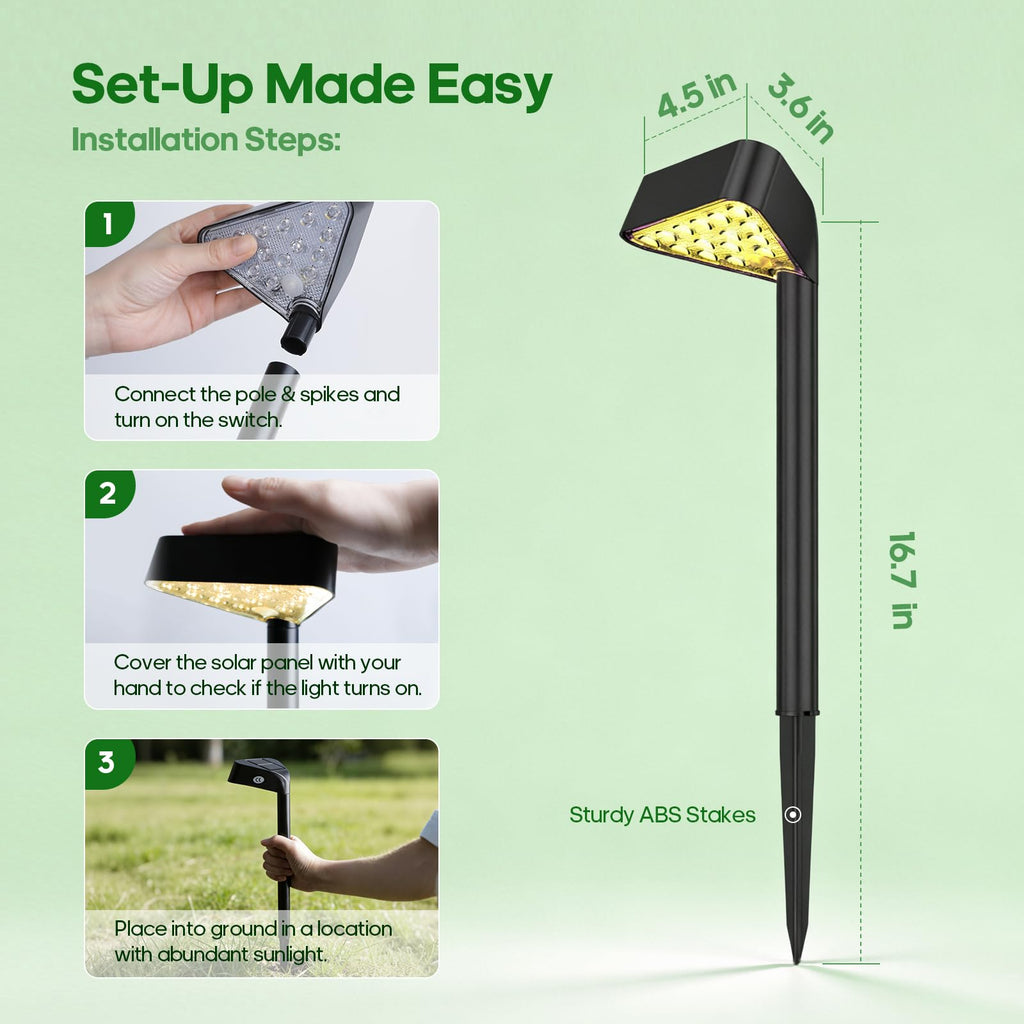 Solar Pathway Lights Outdoor 8 Pack 15 LED Brighter Path Lights Up to 12Hrs