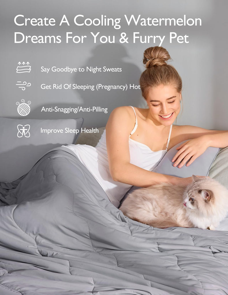 Life CoolMurm Cooling Comforter for Hot Sleepers, Full/Queen 90"x90" Soft Breathable Pregnancy Cooling Blanket