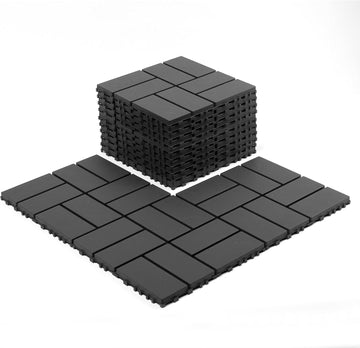 12"x12"Interlocking Plastic Deck Tiles, Pack of 44, Heavy Duty PP Patio Floor Tiles, Weather Resistant Modular Flooring