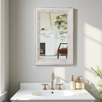 Large Vintage Mirrors for Wall 24 x 36 inches, Distressed White