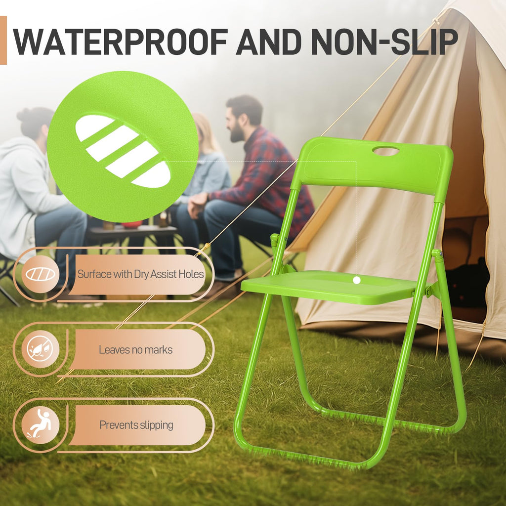10 PCS Plastic Folding Chair, Lightweight Foldable Chair, Green