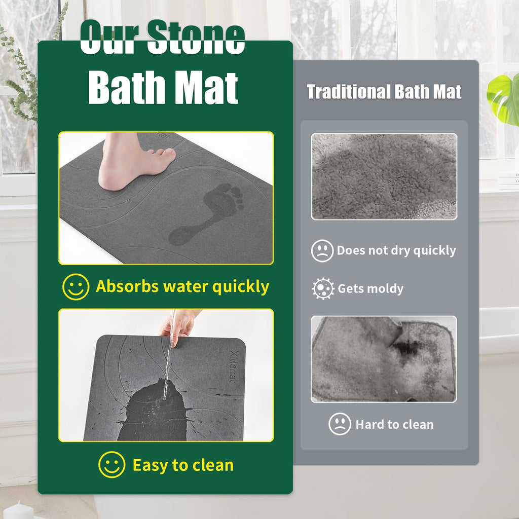 Extra Large Stone Bath Mat, Diatomaceous Earth Mat, 31.5"x19.7"