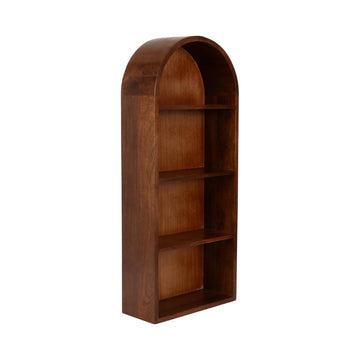 Arcott Modern Tall Arched Wall Shelf, 14 x 6 x 33, Walnut Brown, Transitional Arch Wall Shelves for Over-the-Toilet