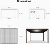 Outdoor 12' × 14' Louvered Pergola with Screens Patio Adjustable Aluminum Canopy Retractable Metal Roof for Deck