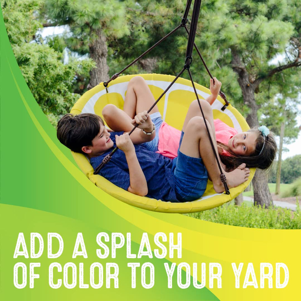 Slice Tree Swing, Saucer Swing for Kids Outdoor, Weather Resistant Quick Drying Fabric, Easy Tool Free Assembly, Ages