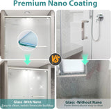 Frosted Glass Shower Door, 49-54" W x 76" H Semi-Frameless Double Sliding Shower Door