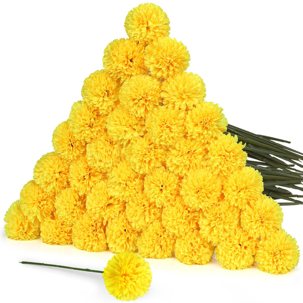 36 Pcs Chrysanthemum Artificial Flowers Yellow Fake Silk Mums