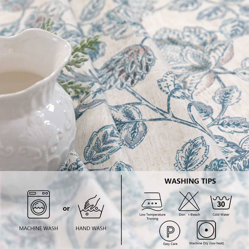 Waterproof Tablecloth Rectangle 60x102 Inch Rustic Burlap Tablecloth Spring Floral Linen Table Cover Farmhouse