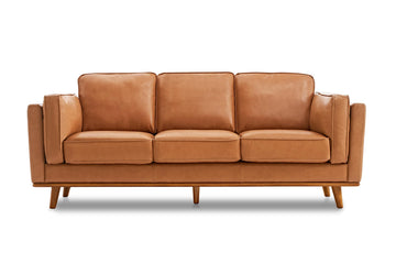Artisan Full Leather Sofa 88" - Pure Full Italian Nappa Leather Couch Furniture, Solid Wood Accent, Ultimate Comfort