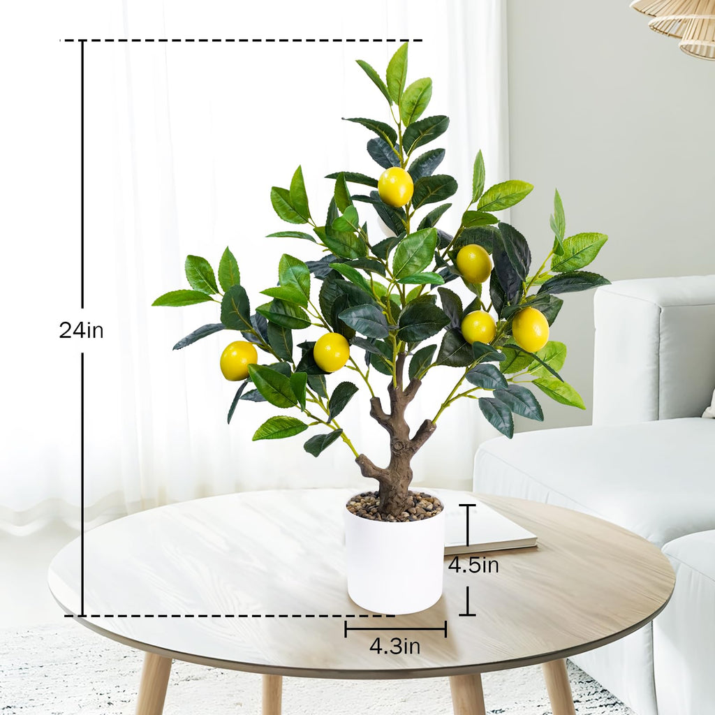 Artificial Lemon Tree 2FT, Faux Tabletop Tree with Planter