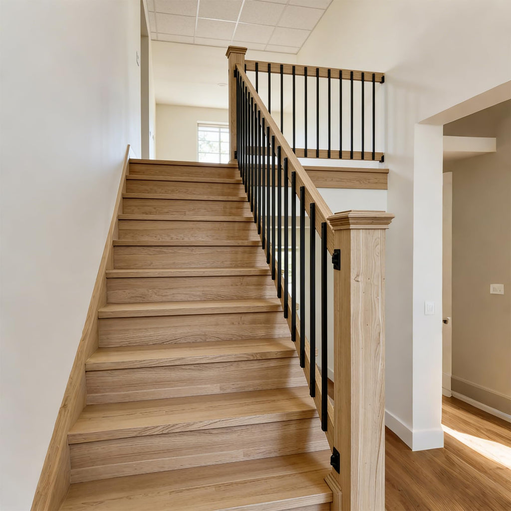 60Pack Deck Balusters 32" Black Metal Deck Railing, Rectangular Deck Spindles, Rust-Resistant for Straight & Curved