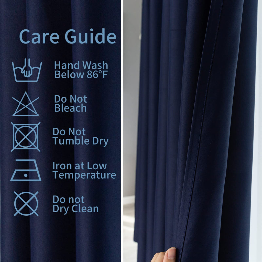 Navy Blackout Curtain, Light Blocking Drapes with Grommet, Thermal Insulated, Noise Reduction, 52 Inches Wide x 108