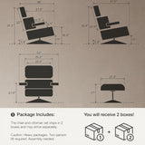 Modern Reading Chair and Ottoman — Brown Leather