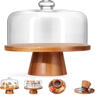 Wooden Cake Stand with Lid: 11in Stand w/Magnetic Pedestal