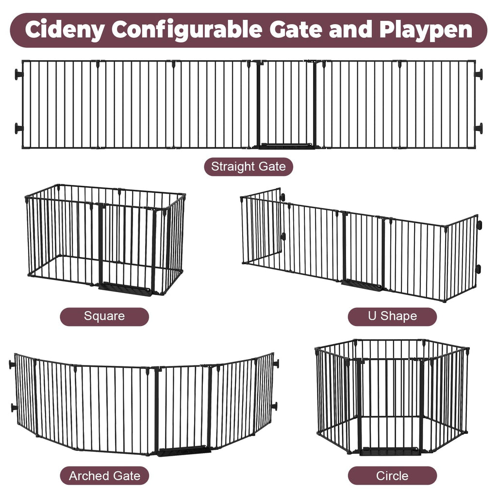144" Extra Wide Baby Gate with Door, Configurable Baby Fence