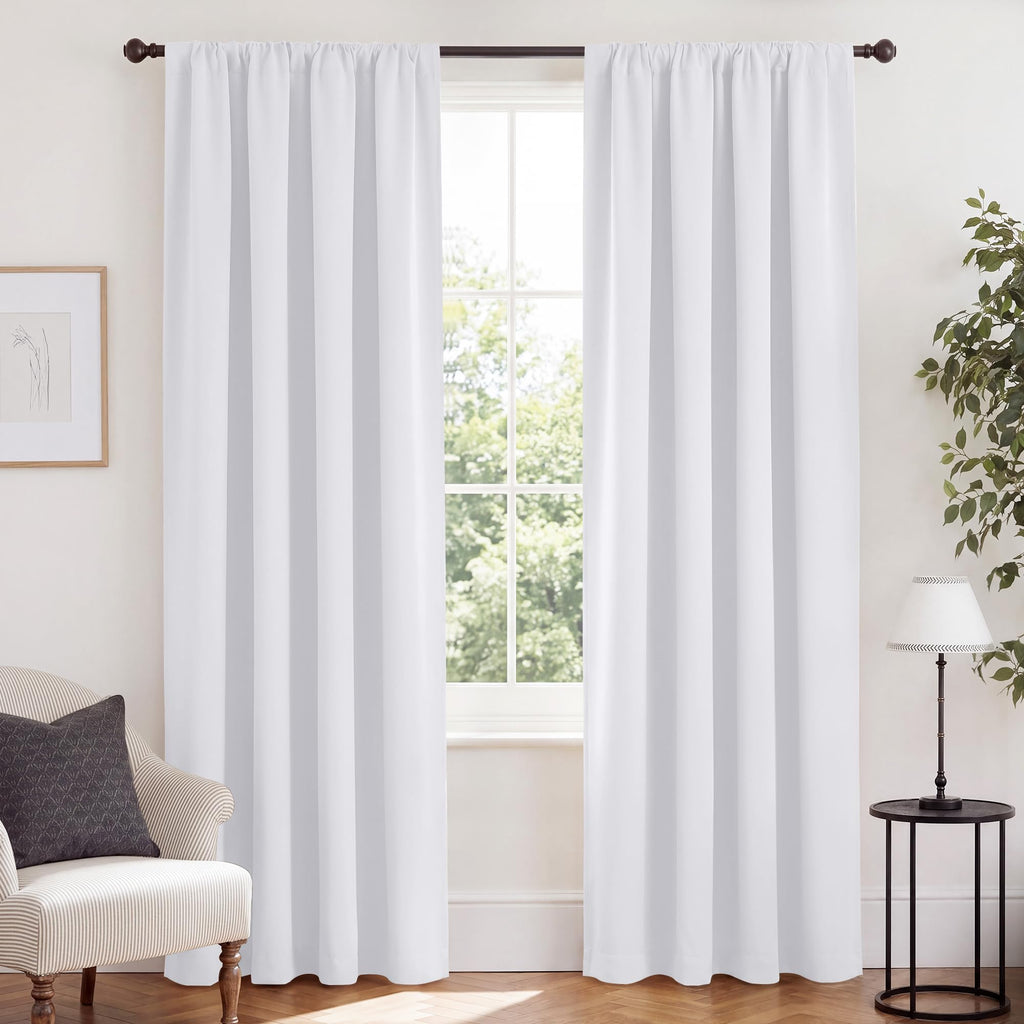 White Blackout Curtains 52 x 84 inches Long 2 Panels