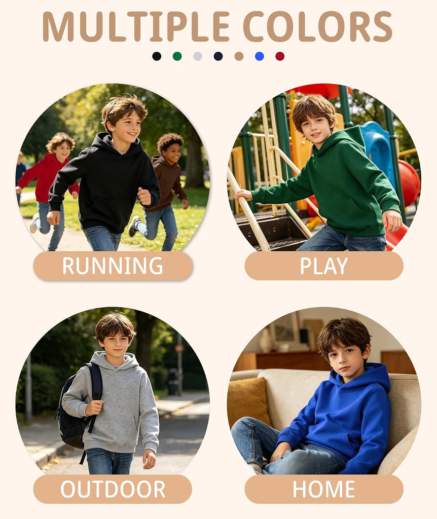 Boys Hoodies Cotton Pullover Hooded Sweatshirts Soft Long Sleeve with Pocket Kids Tops Clothes