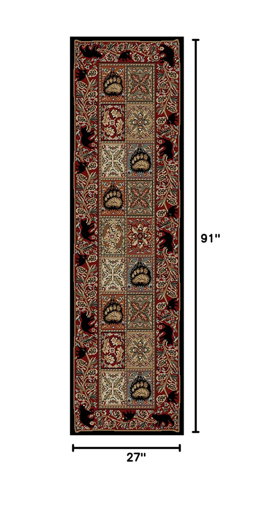 Rustic Lodge Persian Black Area Rug, 2' 7
