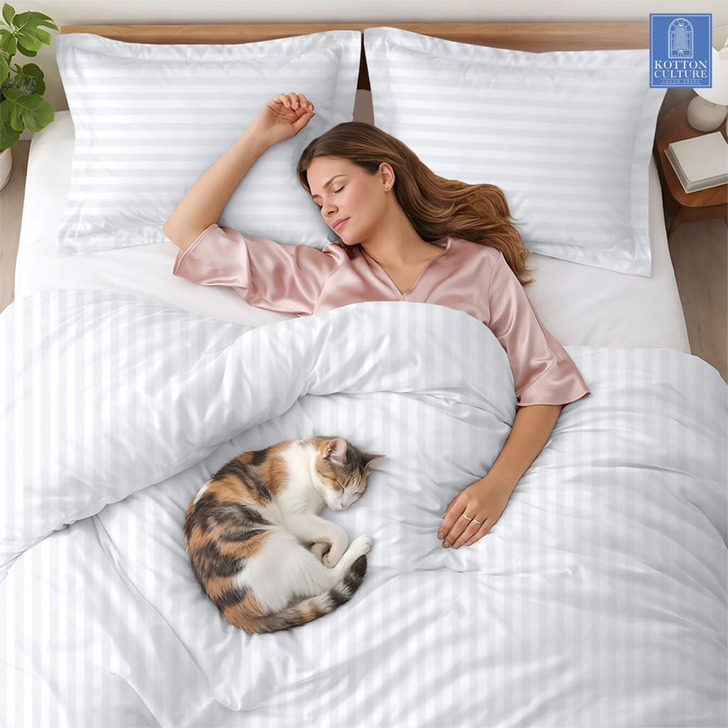 3 Pc Twin Size Duvet Cover Set- 100% Egyptian Cotton 600 TC Ultra Soft Premium Durable Comforter Cover Zipper Closure
