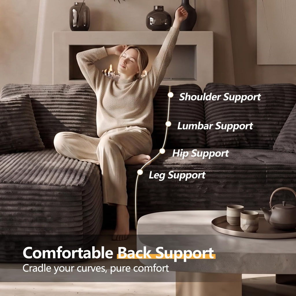 Modular Boneless L Shaped Sectional Couch, Cloud Style Sofa with Deep Seat Cushions, Sofa, Easy Assembly Couch in a