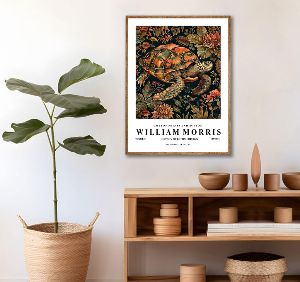 William Morris Bird and Sea Turtle Framed Wall Art, 2 Piece Set, 16x24